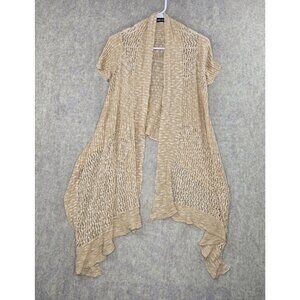 Wet Seal Womens Open Knit Cardigan Beige Medium Lightweight Drape Style High-Low